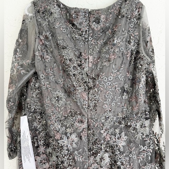 Mac Duggal V Neck Illusion Long Sleeve Embellished Evening Gown Plus Size 18 - Picture 10 of 11